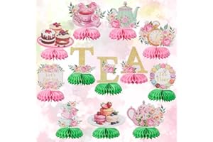 PRESSINART 12Pcs Tea Time Centerpiece Honeycomb Centerpiece Decorations Macaron Dessert Tea Flower Clock Pattern Paper Table 