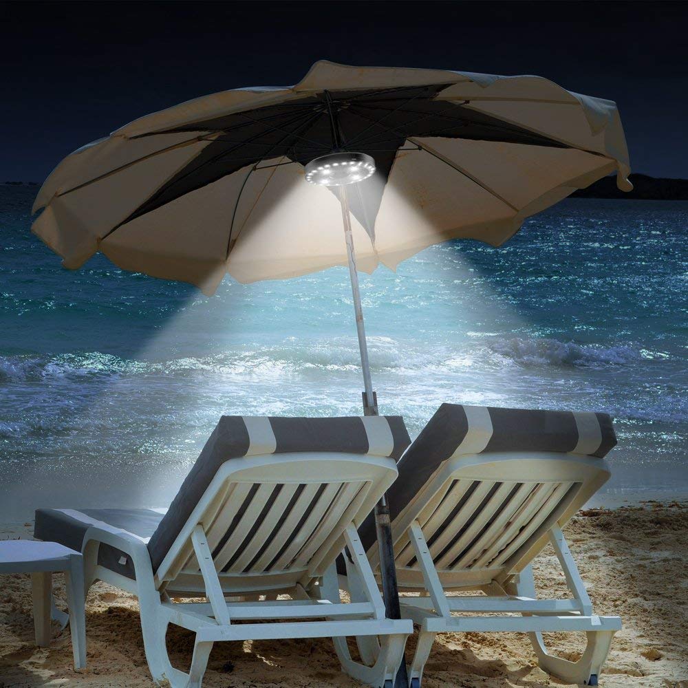 Silver Cordless 28 Patio Led Umbrella Lights Garden Portable Camping Tent Lamp Wireless Light Battery Operated Umbrella Pole Light For Patio Umbrellas Umbrella Lights