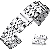 Niziruoup Stainless Steel Watch Band Straight & Curved End 14mm 16mm 18mm 19mm 20mm 21mm 22mm 23mm 24mm Premium Polished Metal Watch Band Bracelet Universal Smartwatch Replacement Strap Men Women