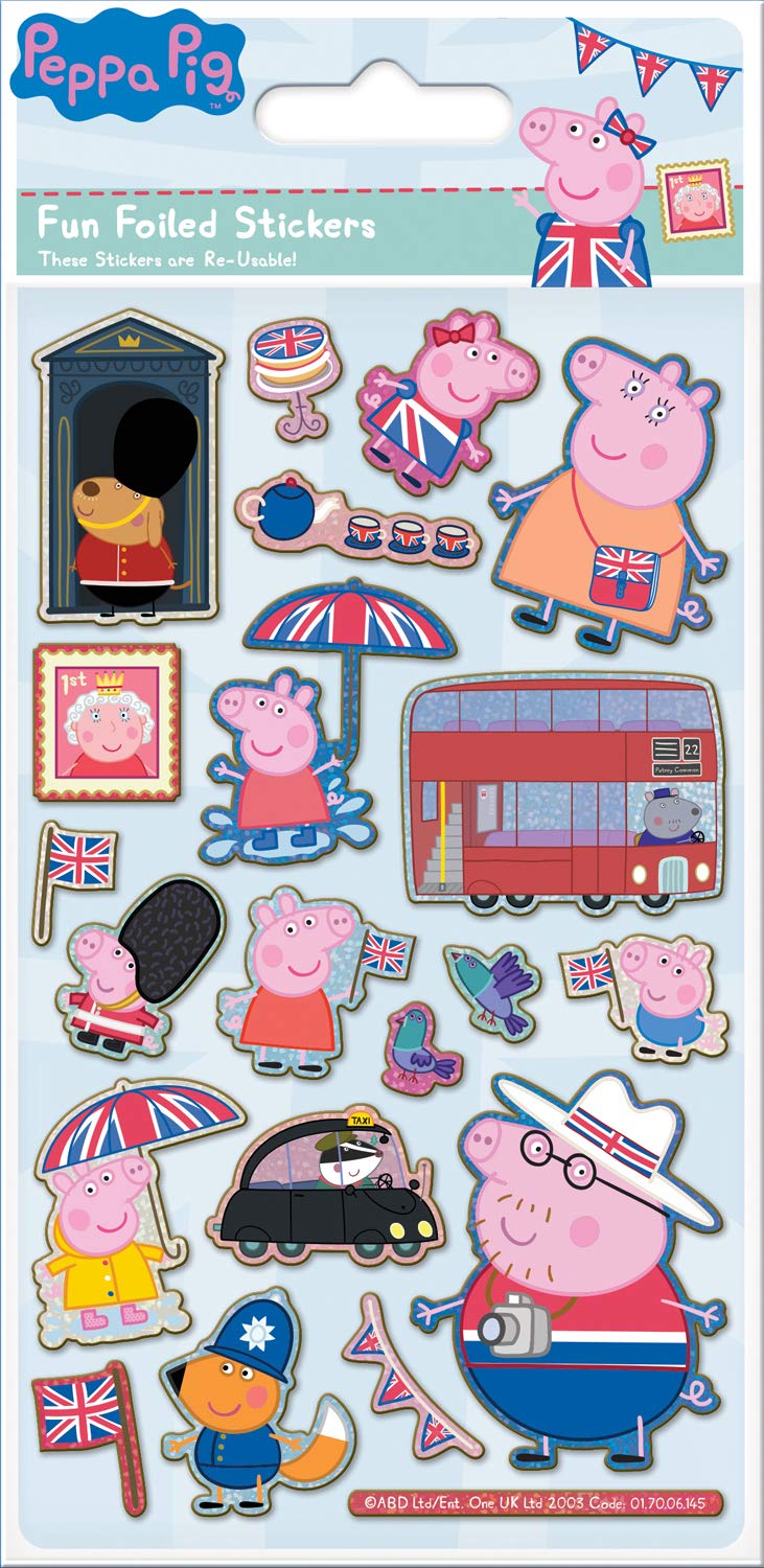 Paper Projects 01.70.06.145 Peppa Pig Glorious Britain Foiled Sticker Pack, Blue, 19.5cm x 9.5cm