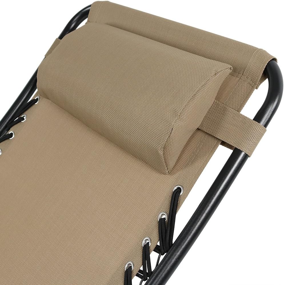 Sunnydaze Outdoor Zero Gravity Chair 2 Pack with Patio Table Cupholders and Pillows Included Khaki: Kitchen & Dining