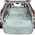 F-color SUV Cargo Liner for Dogs, Water Resistant Pet Cargo Cover Dog Seat Cover Mat for SUVs Sedans Vans with Bumper Flap Protector, Non-Slip, Large Size Universal Fit, Grey