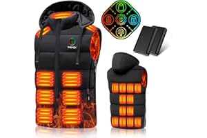 THBYQK 21 Heated Zones Heated Vest, with 2 Pcs 20000mAH 7.4V Battery Pack,Heated Vest for Men & Women 5 in1 Smart Controller