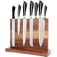 Gugxiom Magnetic Knife Block, 12 in Acacia Magnetic Knife Holder, Double Sided Universal Knife Block with Strong Magnets, Kni