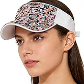 Shiny Rhinestone Sun Visor Bling Sun Hat for Women Adjustable Summer Sport Glitter Cap for Running Cycling Beach Theme Party