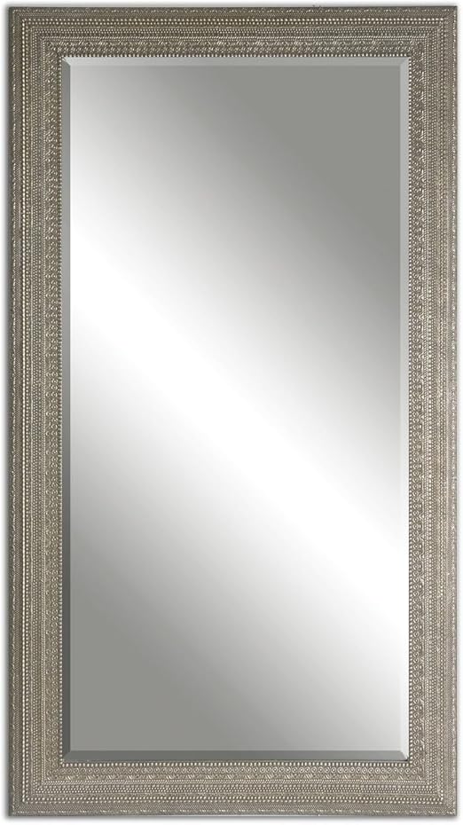 Intelligent Design Full Length Silver Beaded Frame Mirror Wall Floor Leaner