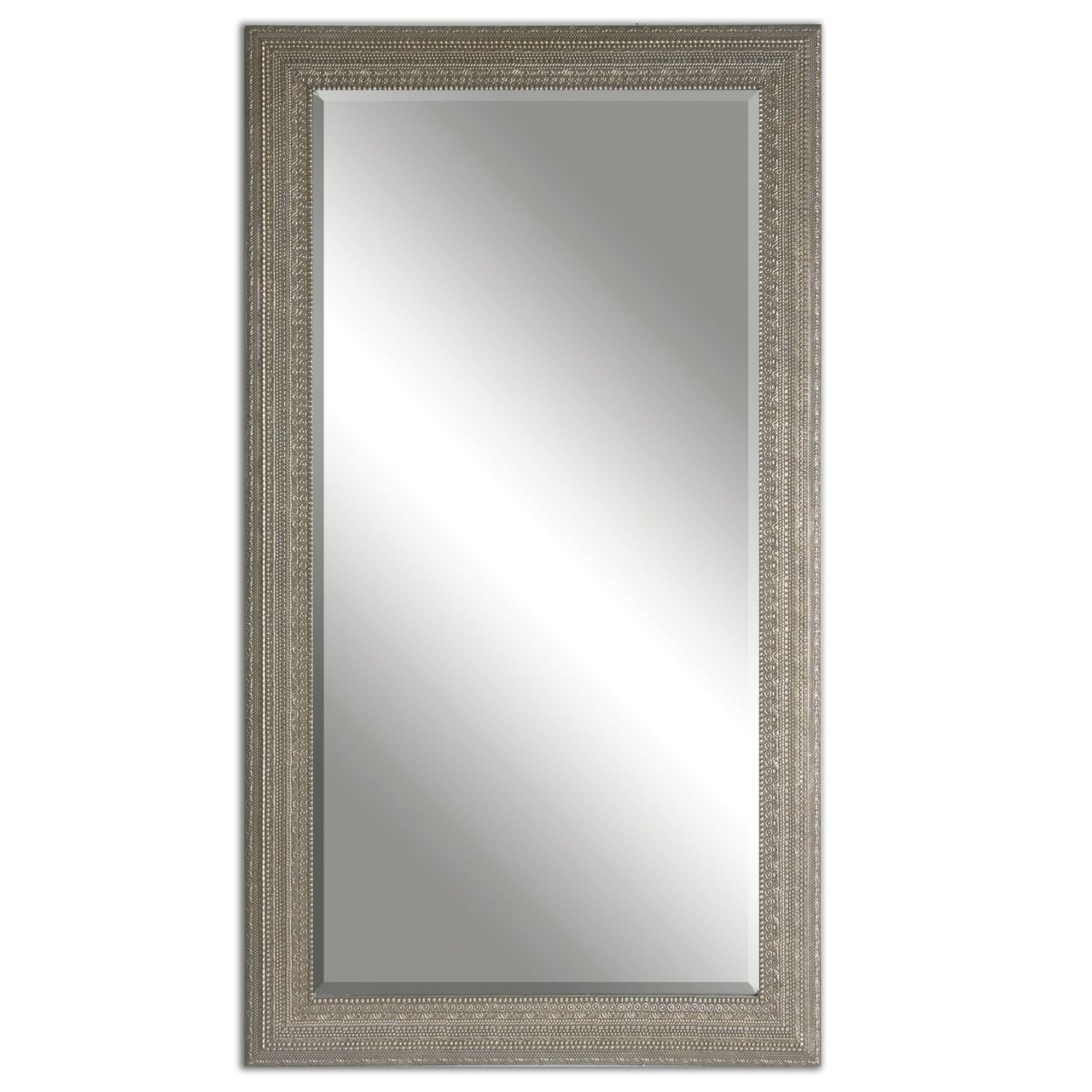 Full Length Silver Beaded Frame Mirror Wall Floor Leaner
