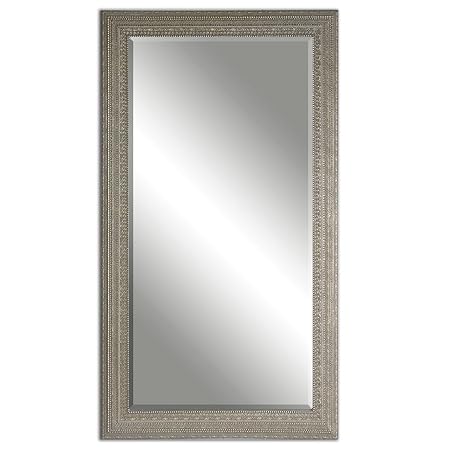Full Length Silver Beaded Frame Mirror Wall Floor Leaner