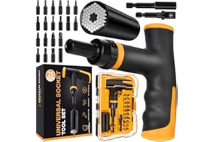 EGIFI Gift for Men Socket Tool Set, Cool Christmas Stocking Stuffers for Men Boyfriend Husband Handyman, Multifunction Adapter to Unscrew Any Bolt, 25 PCS Yellow, Black