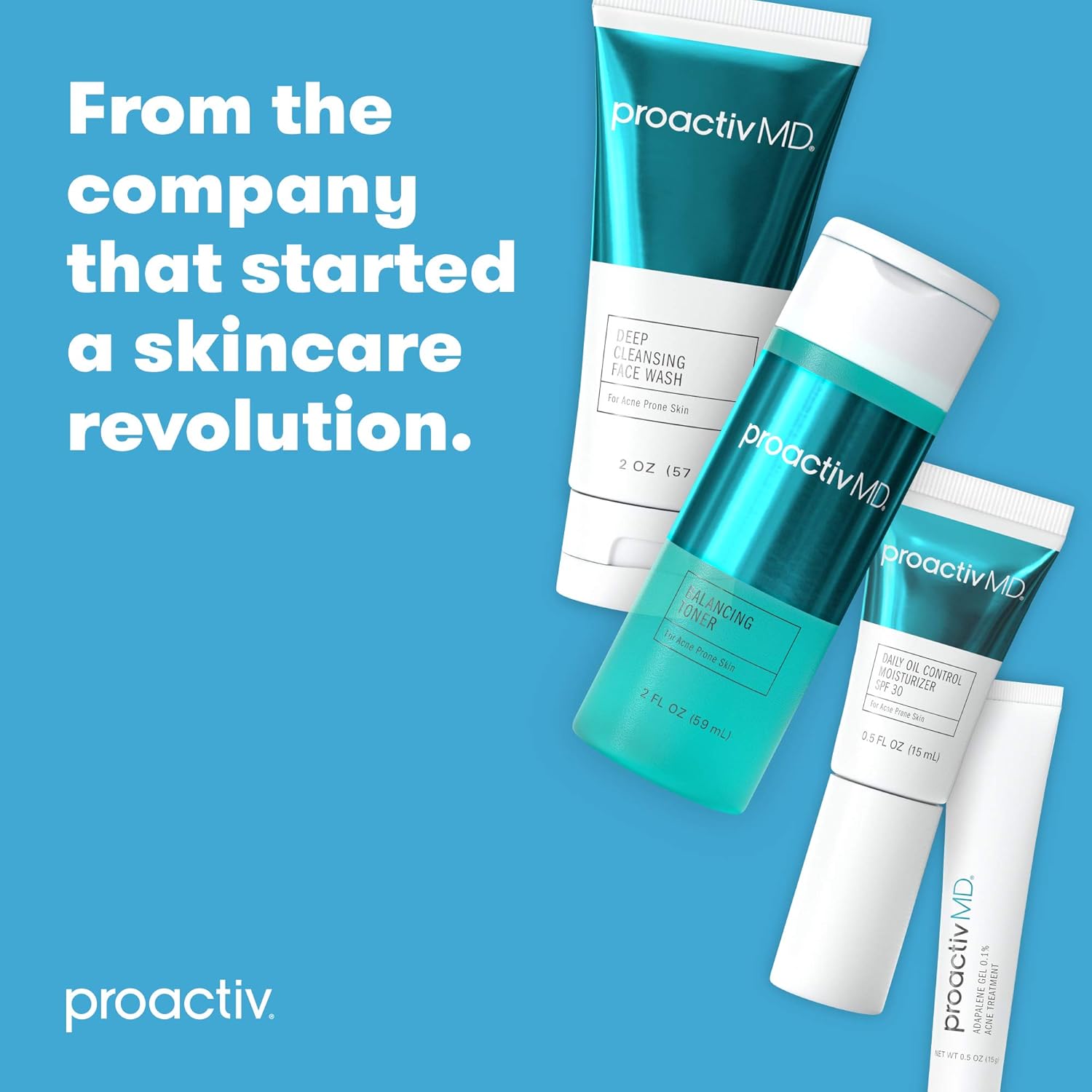 ProactivMD Adapalene Gel Acne Treatment - Prescription Strength Retinoids For Face and Body Acne, .1% Solution, 1.6 oz.: Beauty