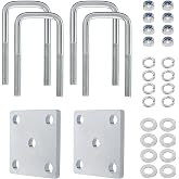 Racewill Square Trailer Axle U Bolt Kit for 2x2 Axle - 4 3/4" Long | Galvanized Steel Leaf Spring U Bolt, 4-3/4" Long x 2-1/8" Wide x 1/2" Thread, for Utility Trailer, Boat Trailer, and Truck