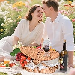 Wicker Picnic Basket with Removable Liner Empty