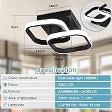 EIDISUNY Modern LED Ceiling Light 22W Cool White 6000K Black Square view 2