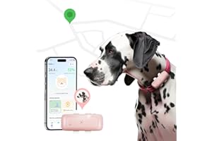 SEEWORLD P1 GPS Dog Cat (6.5 lbs+) Tracker - GPS Location Tracker for Pet Anti Lost No Distance Limited, Waterproof, Real Time Tracking & Geo-Fence, Fit All Pet Collars, Pink