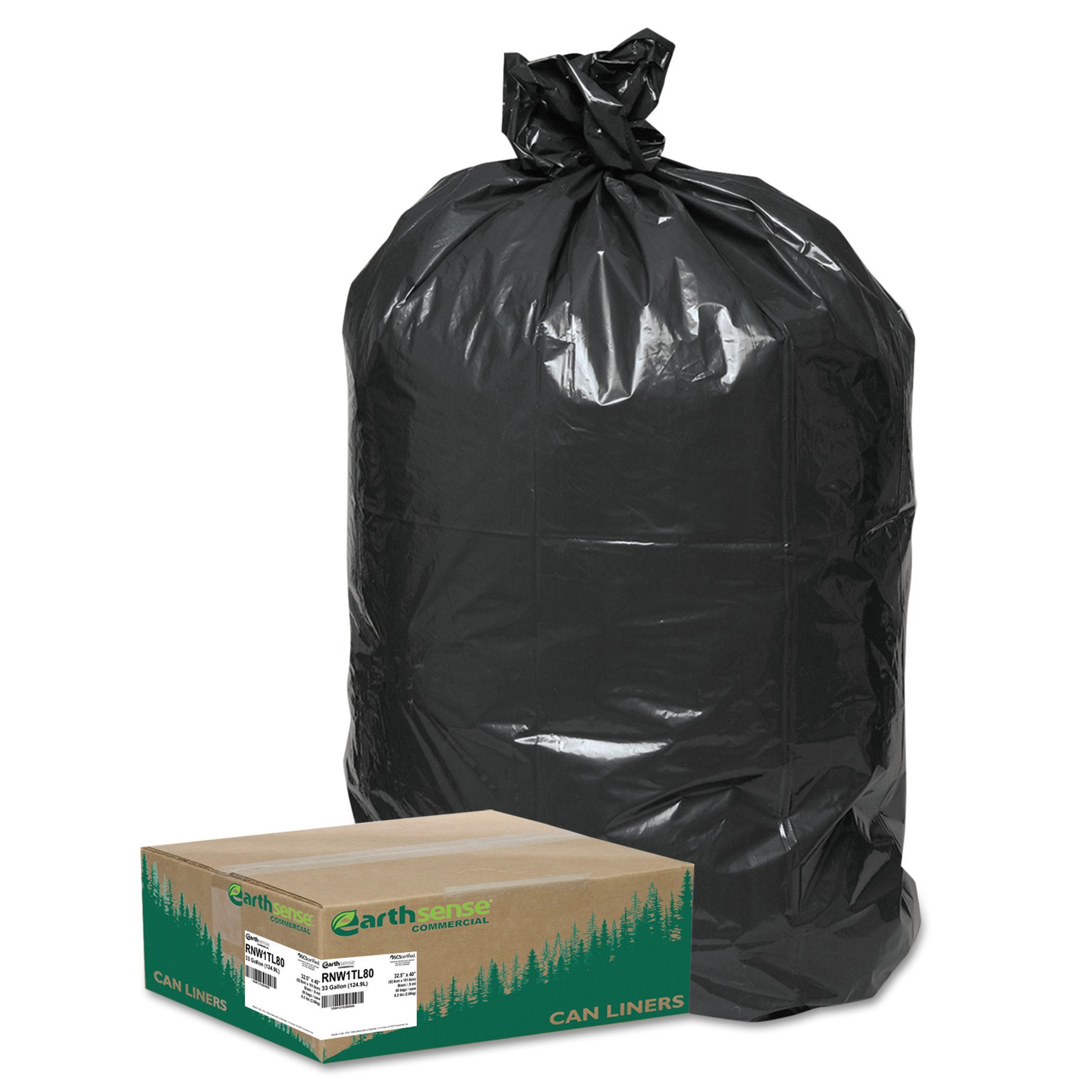 80 Large 33 Gallon Commercial Trash Can Bags Heavy Garbage Duty Yard