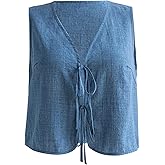SHENHE Women's Plus Size Tie Front Tank Top Sleeveless V Neck Summer Going Out Boho Vest