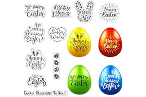 CRASPIRE Happy Easter Clear Stamps for Card Making, Easter Egg Rabbit Ear Clear Rubber Stamps Scrapbooking Stamps for DIY Tha