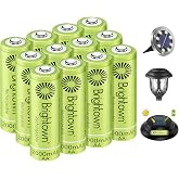 Brightown 12 Pack NiMH Rechargeable AA Batteries for Solar Lights, 2000mAh | Double A Batteries Long Lasting for Solar Lights &amp; Home Devices, Recharge up to 1000x Times, Pre-Charged