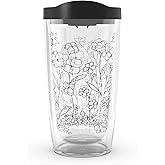 Tervis Wildflower Crystal Collection Made in USA Double Walled Insulated Tumbler Travel Cup Keeps Drinks Cold & Hot, 16oz, Clover and Poppy