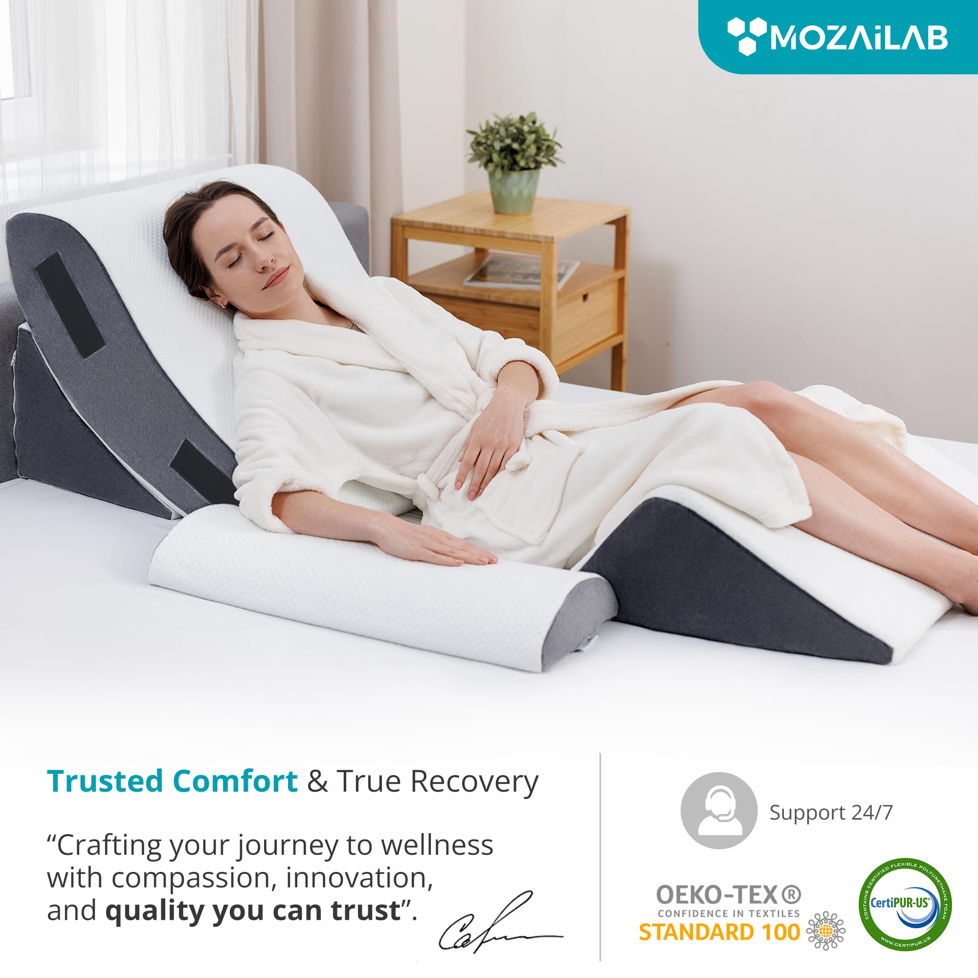 Orthopedic Bed Wedge Pillow Set 4PCS – Memory Foam Wedge Pillow for After Surgery, Shoulder Surgery, Sleeping, Back, Leg, Arm Support – Post Surgery, Acid Reflux, GERD, Snoring Relief