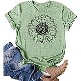 YEXIPO Womens Graphic Tees Short Sleeve Summer Tops Funny Letter Print Crew Neck Casual Loose Cute T Shirts