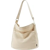 KALIDI Canvas Tote Bag Large Hobo Crossbody Shoulder Handbag Zipper Messenger Bag for Women or Men Casual College Work