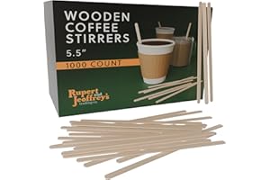 RUPERT AND JEOFFREY'S TRADING CO. [1,000 Count] Birch Wood Stir Sticks for Coffee Bar, Wooden Stir Sticks for Coffee 5.5 Inch Length (Natural)