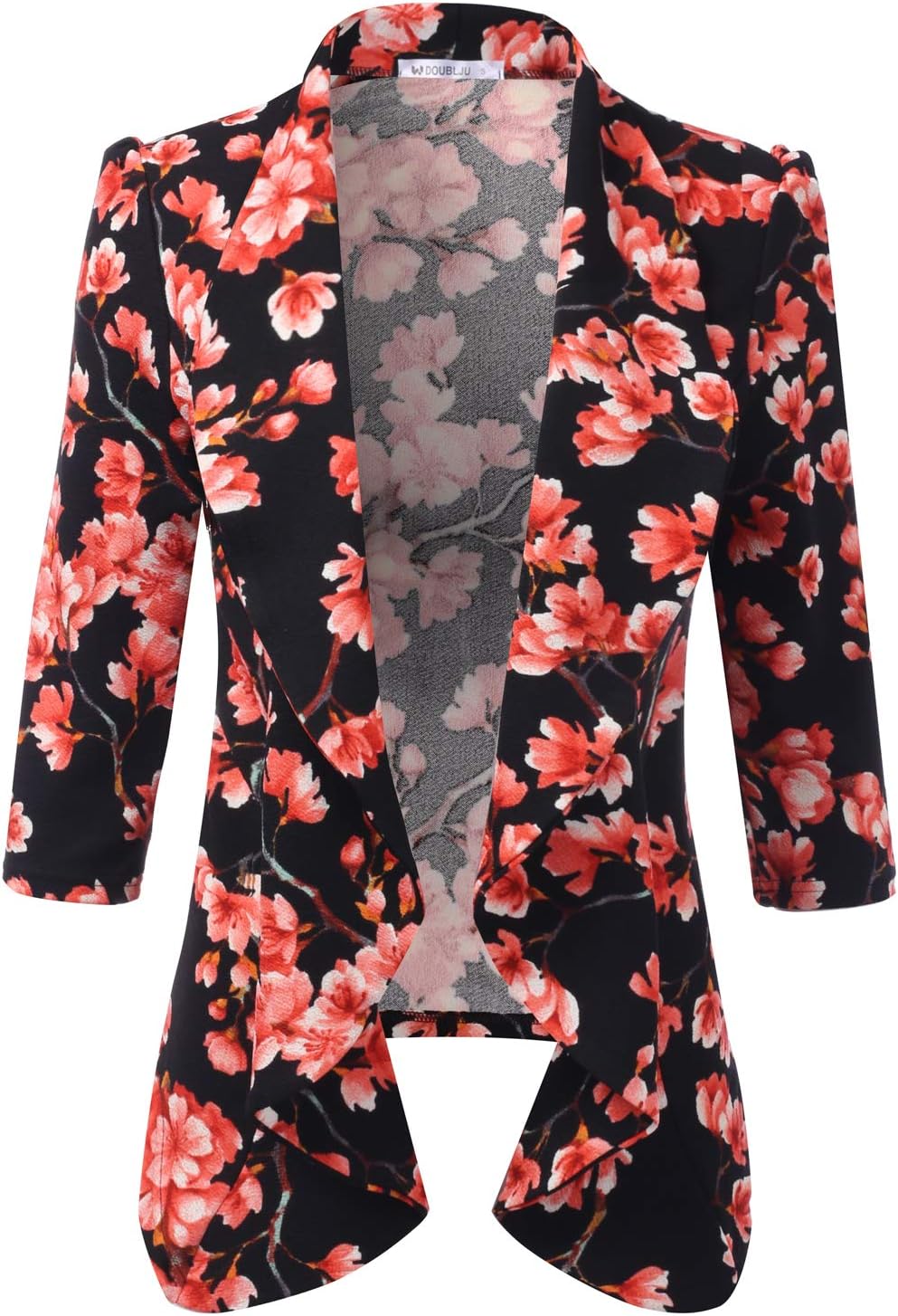 Womens Lightweight Thin 3/4 Sleeve Open Front Blazer with Plus Size