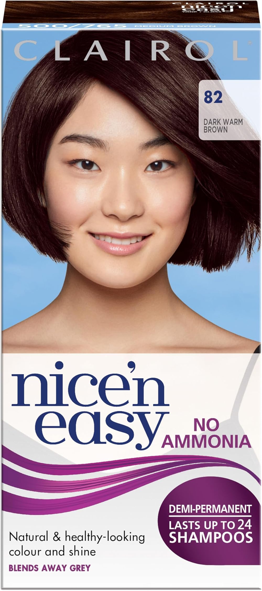 Clairol Nice n Easy 82 Dark Warm Brown Hair Dye No Ammonia Ammonia-Free
