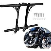 Wsays Crash Bar Front Highway Engine Guard Flat-Out Fit for Harley | Fit for Sportster XL 883 1200 2004-2022 with Forward or Mid Control Models, Gloss Black