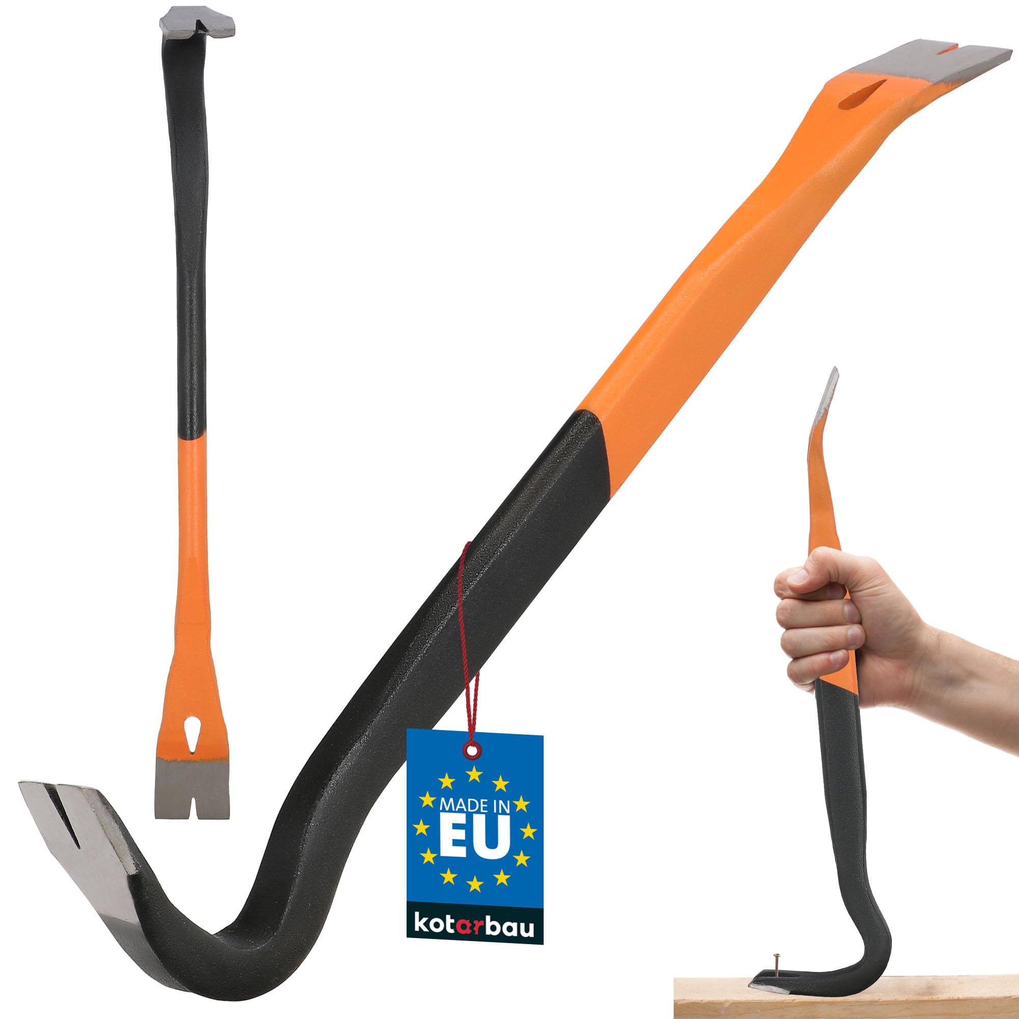KOTARBAU® Forged crowbar, 450 cm, bend-proof, nail bar, crowbar, cowfoot, double-sided, made of steel.