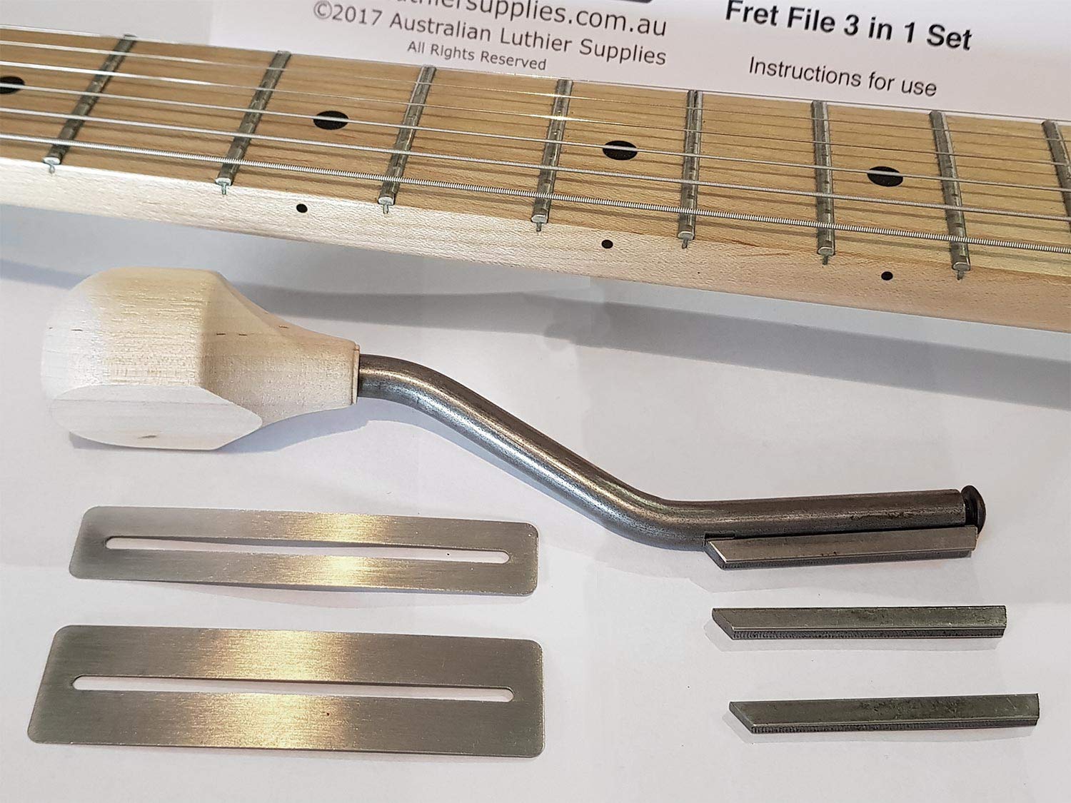 ALS Guitar Fret File & Fingerboard Guard Set with Instructions - 3 in 1 Fret File Made in USA by Gurian - Instructions by Australian Luthier Supplies