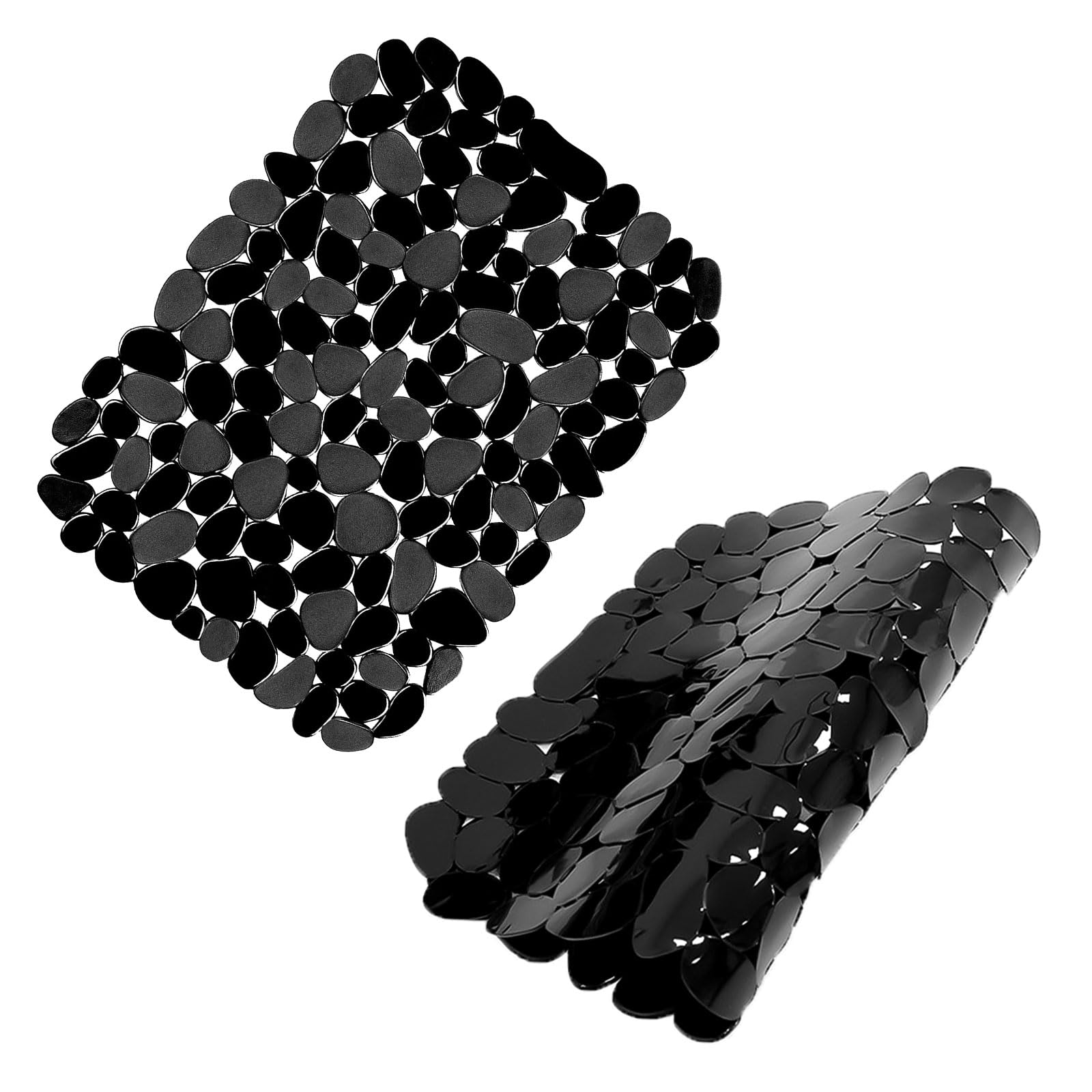 2pcs Black Kitchen Sink Mats 40*30cm, Adjustable Sink Tap Drainer Mat, Non Slip Dish Draining Drainer, Dishes and Glassware Drain Saver, Draining Board Protector for for Bathroom, Kitchen, Countertop
