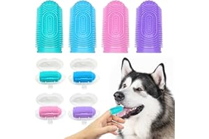 Coredy 4 Pack Dog Toothbrush, Finger Toothbrush Covers Set for Dog Teeth Cleaning & Dog Dental Care, Soft Silicone Pet Toothbrush
