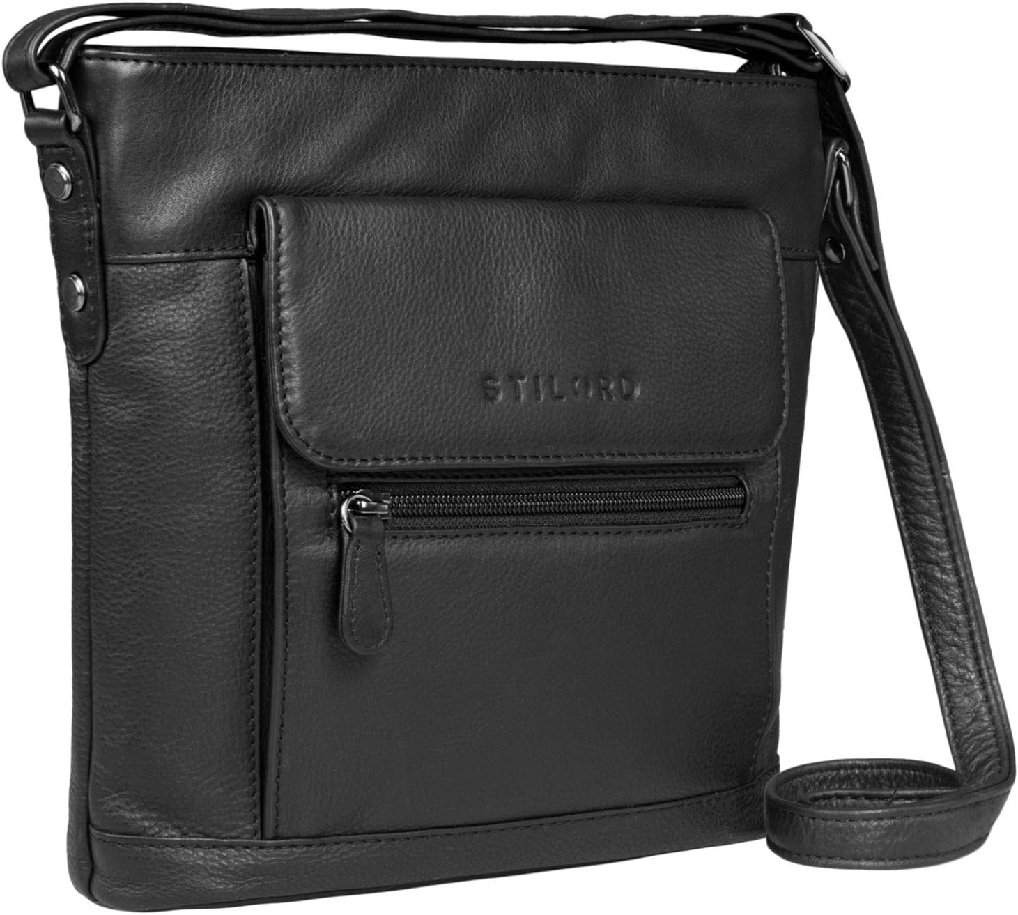 STILORD "Paula" Saddle Bag Women Leather Vintage Shoulder Bag for Ladies Evening Handbag Elegant Crossbody Bags in Genuine Leather Colour:Black