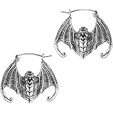 HZMAN Halloween Mischievous Earrings for Women Bat Vampire Wings Stainless Steel Hoop Earrings