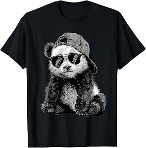 Panda with Sunglasses Graphic Motif Animal Funny Panda Bear T-Shirt