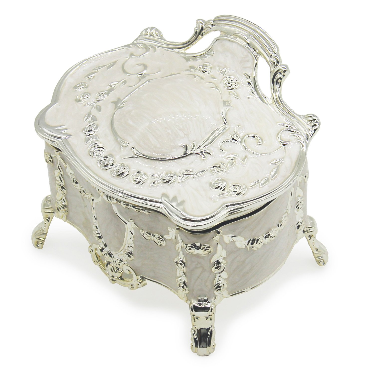 Luxury Vintage Metal Alloy Jewelry Box Ring Trinket Case Christmas Birthday Gift, Medium