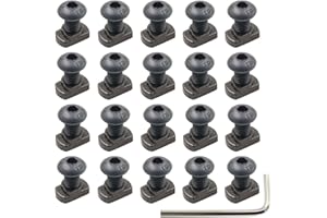 JMTAC 24 Sets M5 Mlok T-Nuts & Screws Replacement Sets Steel, for Mlok System Accessory Installation, with Allen Key (M5-Button-Head Cap)