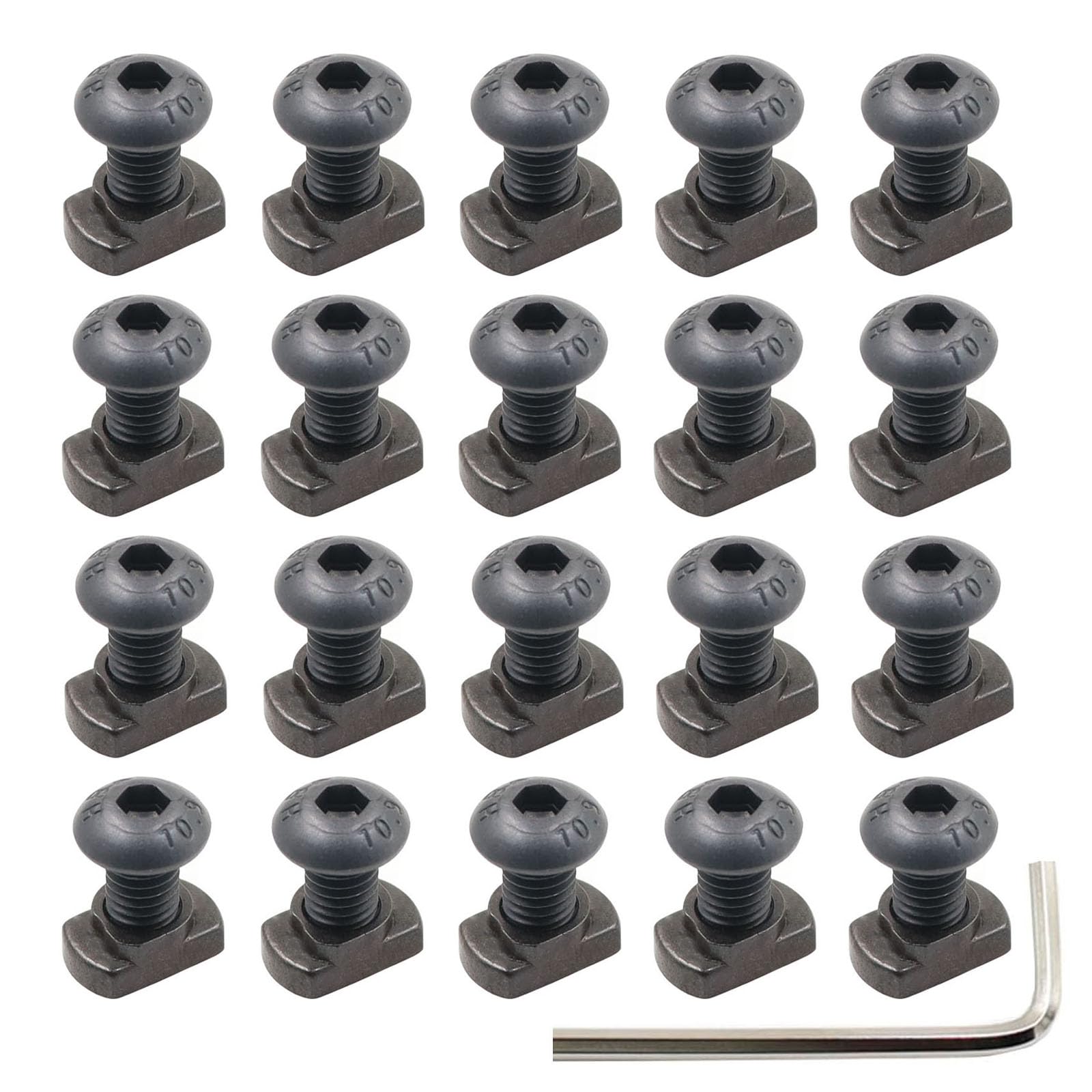 Photo 1 of 24 Sets M5 Mlok T-Nuts & Screws Replacement Sets Steel, for Mlok System Accessory Installation, with Allen Key (M5-Button-Head Cap)