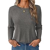 GKBK Women's Long Sleeve Shirts Casual Crewneck Tops Fall Fashion Soft Basic Tee for Work Business 2026
