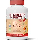 SmartyPants Kids Multivitamin Gummies: Omega 3 Fish Oil (EPA/DHA), Vitamin D3, C, Vitamin B12, B6, A, K & Zinc for Immune Support, Biotin, Gluten Free, Three Fruit Flavors, 120 Count (30 Day Supply)