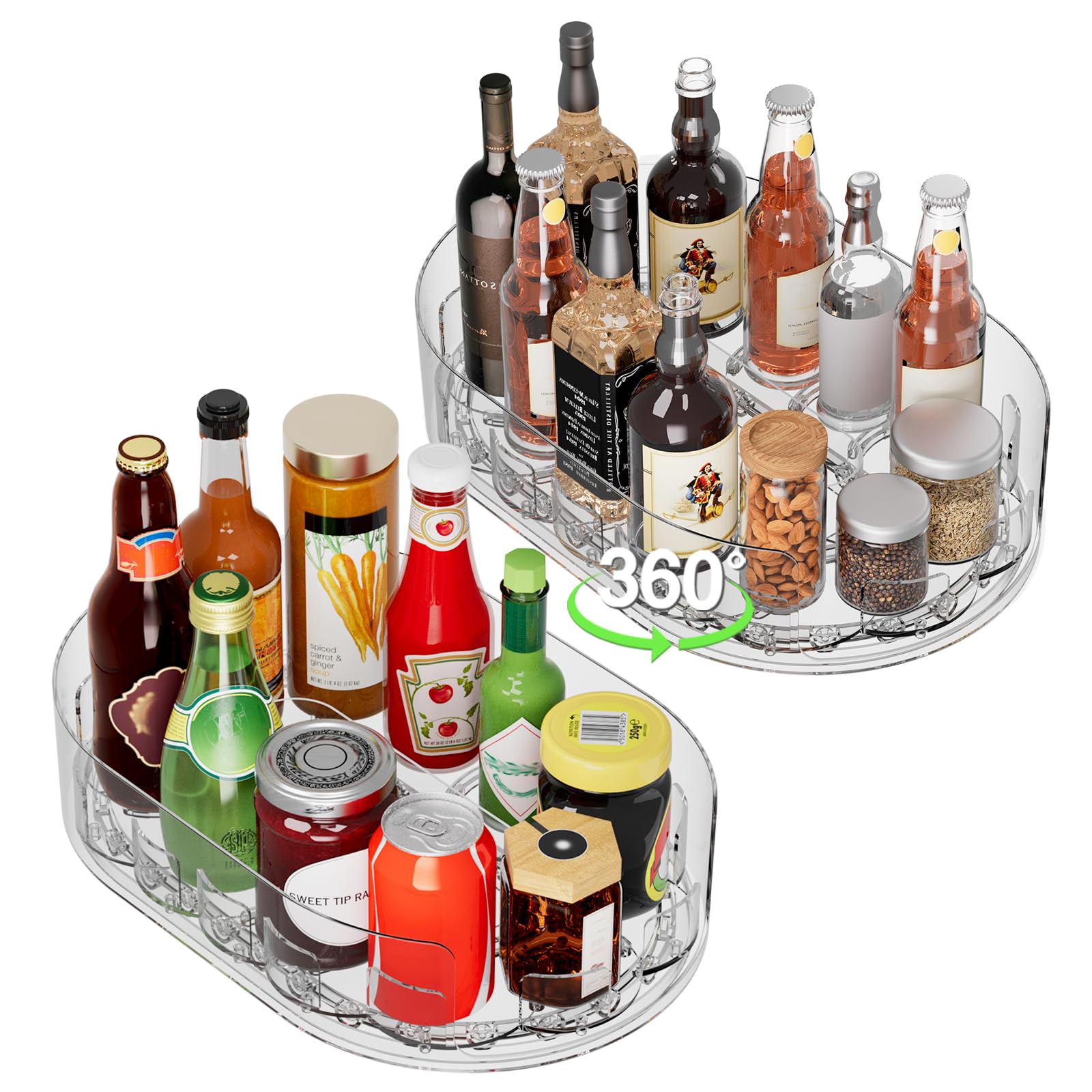 Photo 1 of 2 Pack Lazy Susan Turntable for Refrigerator, 360° Rotating Clear Lazy Susan for Refrigerator Organizers and Storage, Kitchen, Countertop, Cabinet, Pantry, Table Top (13.5 x 8.5in)