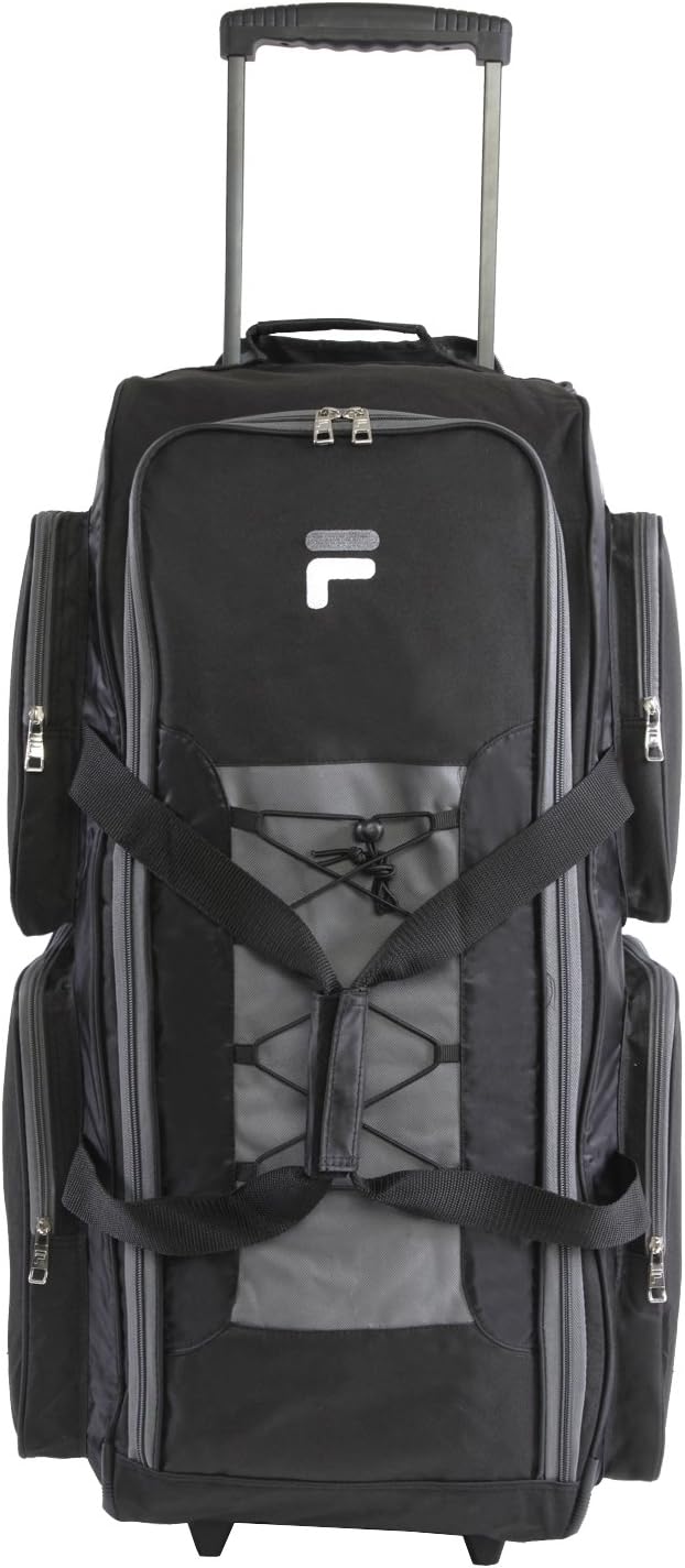 Fila 32" Large Lightweight Rolling Duffel Bag, Black, One Size Amazon