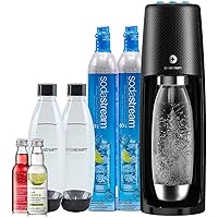 SodaStream Fizzi One Touch Sparkling Water Maker Bundle (Black) with CO2, BPA free Bottles, and 0 Calorie Fruit Drops…