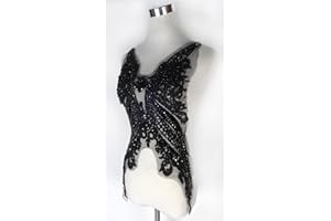 LABELLEZALADY La Belleza Black Bodice Rhinestones Appliques Patch for Dress,shinne Glass Rhinestones Hand-Made Beaded Appliques for Cloth or Bridal 12.5" *21.5" Large Pattern and can be Cut for Designs
