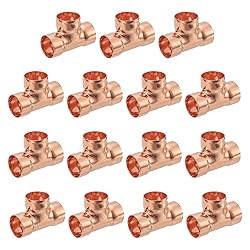 uxcell 15Pcs 1" x 1" x 1" Copper Reducing Tee