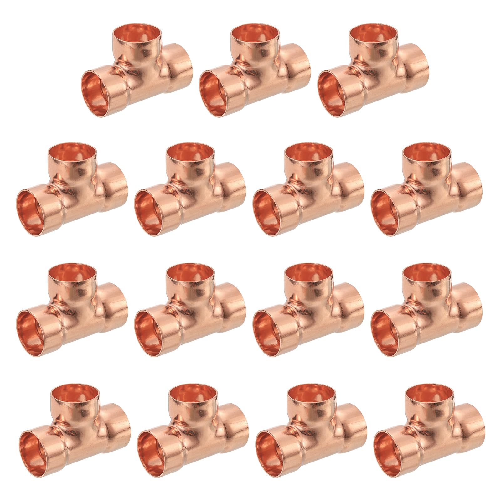 uxcell 15Pcs 1" x 1" x 1" Copper Reducing Tee