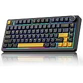 AULA F75 75% Wireless Mechanical Keyboard, Hot Swappable Creamy Keyboard, Pre-lubed Greywood Switches RGB Backlit Gaming Keyboards, 2.4GHz/Type-C/BT5.0(Cool Black)