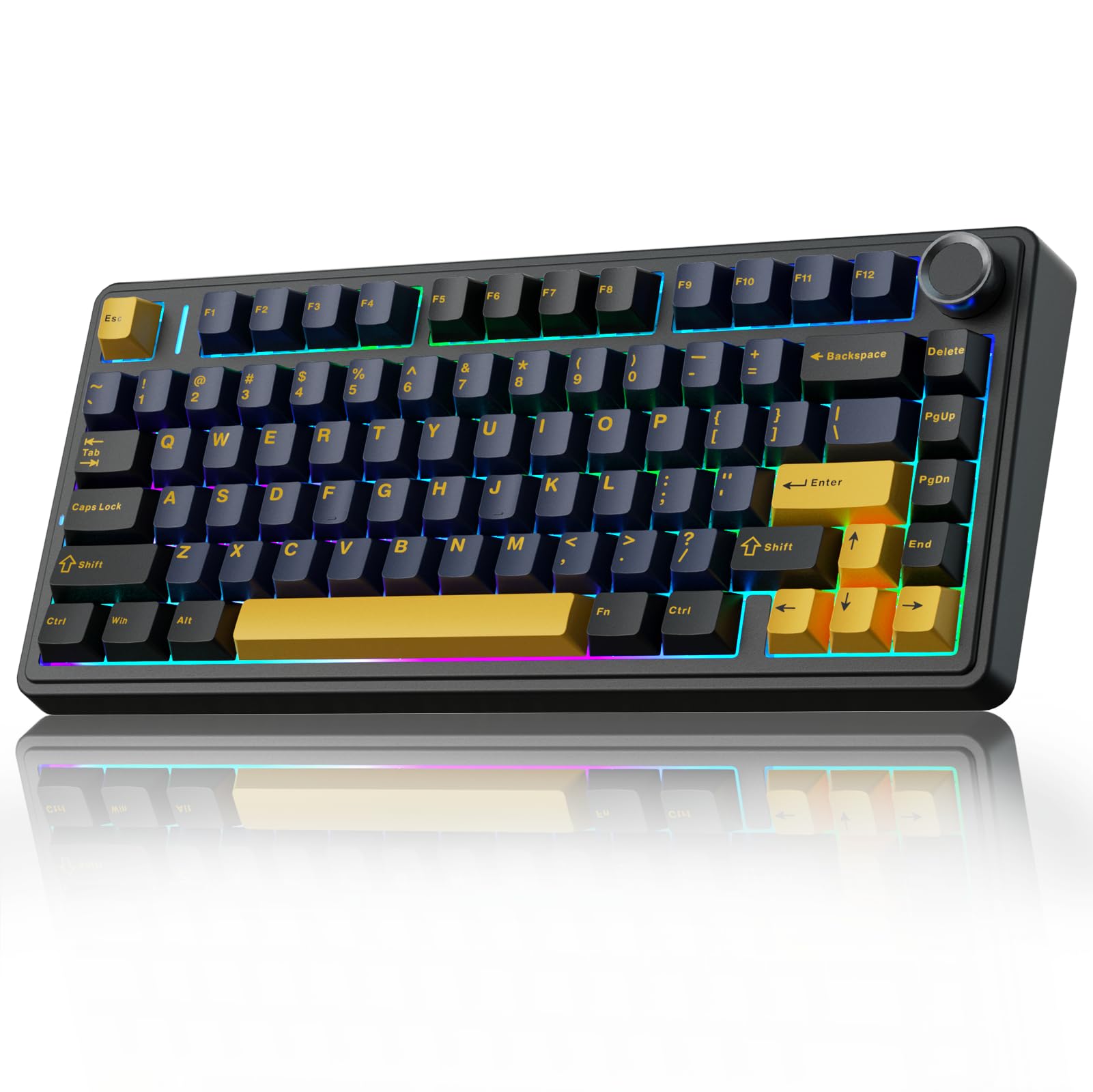 Photo 1 of AULA F75 75% Wireless Mechanical Keyboard, Hot Swappable Creamy Keyboard, Pre-lubed Greywood Switches RGB Backlit Gaming Keyboards, 2.4GHz/Type-C/BT5.0(Cool Black)